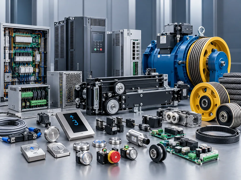 Genuine elevator spare parts including controllers, drive units and buttons