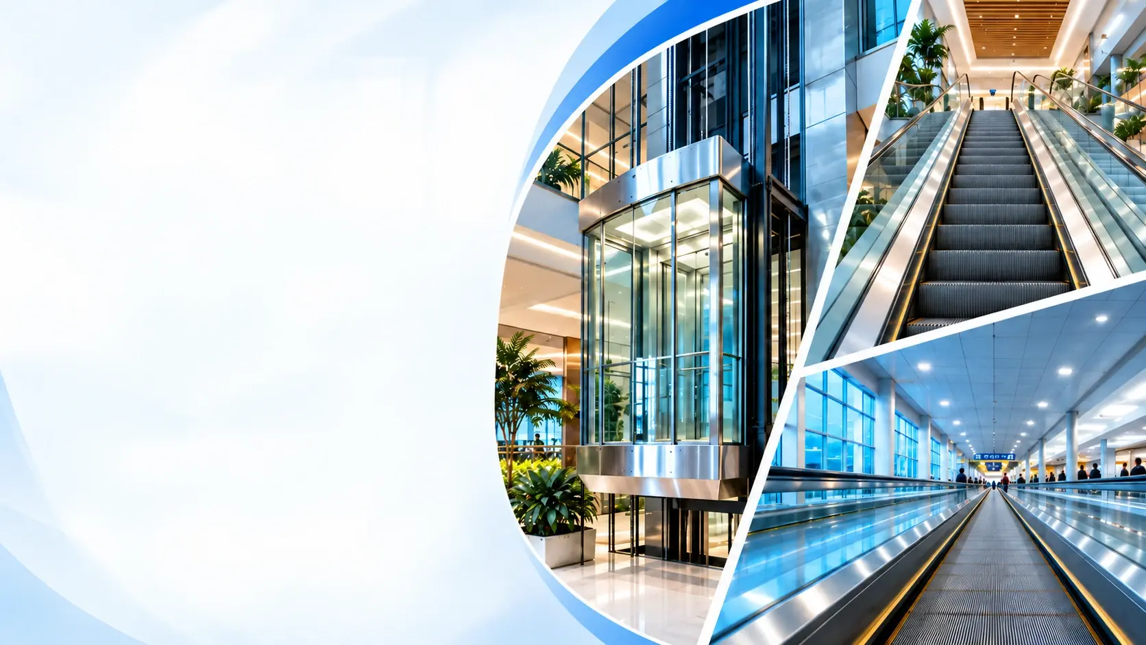 Panoramic glass elevator, escalator and moving walkway installed by Ecolift Elevator