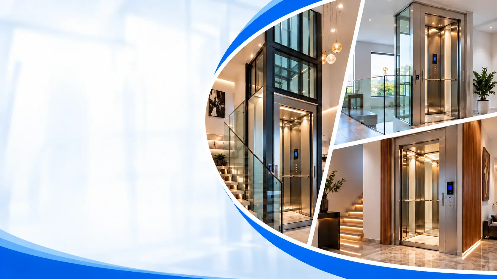 Home elevators installed in modern villas and apartments
